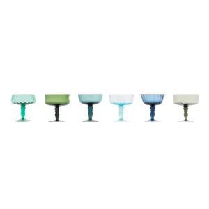 Bitossi Home Set 6 Coppette Forme Assortite - Texture Nuance Blu/Verde- Piatti E Coppe