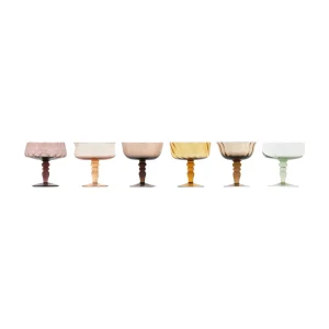 Bitossi Home Set 6 Coppette Forme Assortite - Texture Nuance Ambra/Rosa- Piatti E Coppe